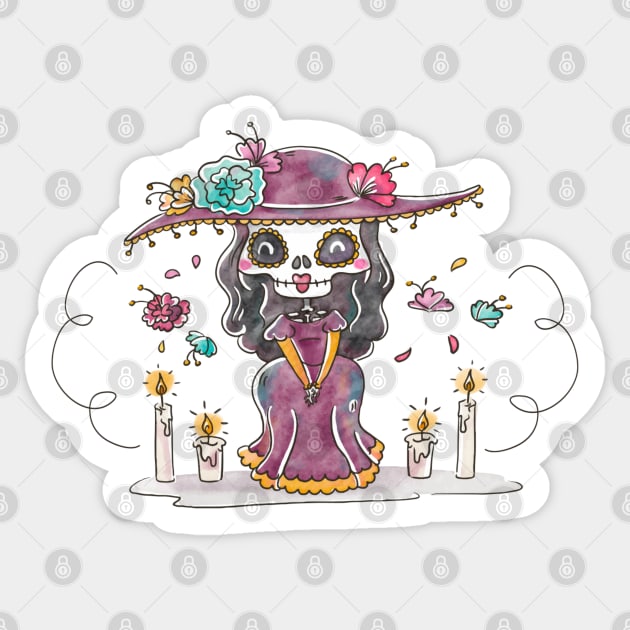 Watercolor La Catrina Sticker by HolidayBug
